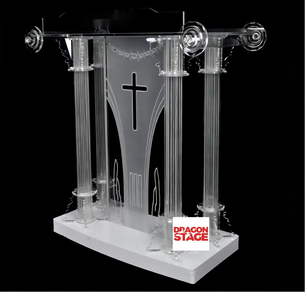 Dragonstage Organic Glass Conference Acrylic Podium Lectern with Angled Reading Surface